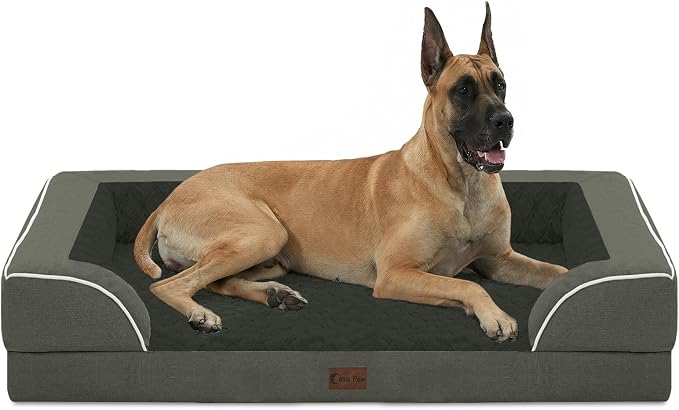 Orthopedic Dog Bed for Extra Large Dogs, 53x42in, Dark Green | Orthopedic Foam Relieves Joint Pressure, Bolsters Supports Head And Neck, Washable Cover, Non-Slip Bottom