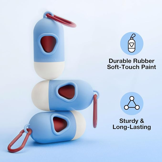 VETRESKA Dog Poop Bag Dispenser with 105 Bags, Leak Proof and Extra Thick | Pet Waste Bags for Dog Walking and Cat Litter, Rose & Amberwood Scented