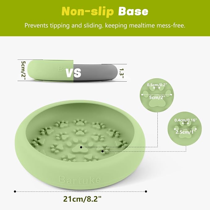 Silicone Dog Lick Bowl, Slow Feeder Dog Bowls with Strong Suction, Green