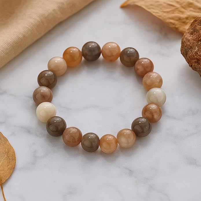 8mm Natural Gemstone Beaded Bracelet for Women, Dainty Round Crystal Stretch Bracelets, Spiritual Healing & Calming Stone Jewelry Gift