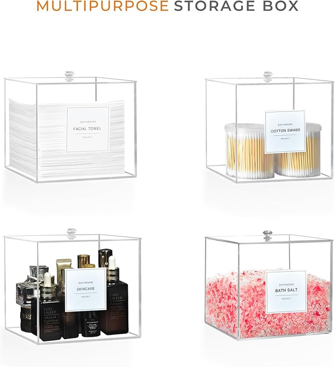 Disposable Face Towel Holder, Acrylic Face Towelettes Storage Box Compatible with Clean Skin Club Clean Towel Face Towels, Clear Skin Towels Containers, Makeup Remover Cloth Organizer