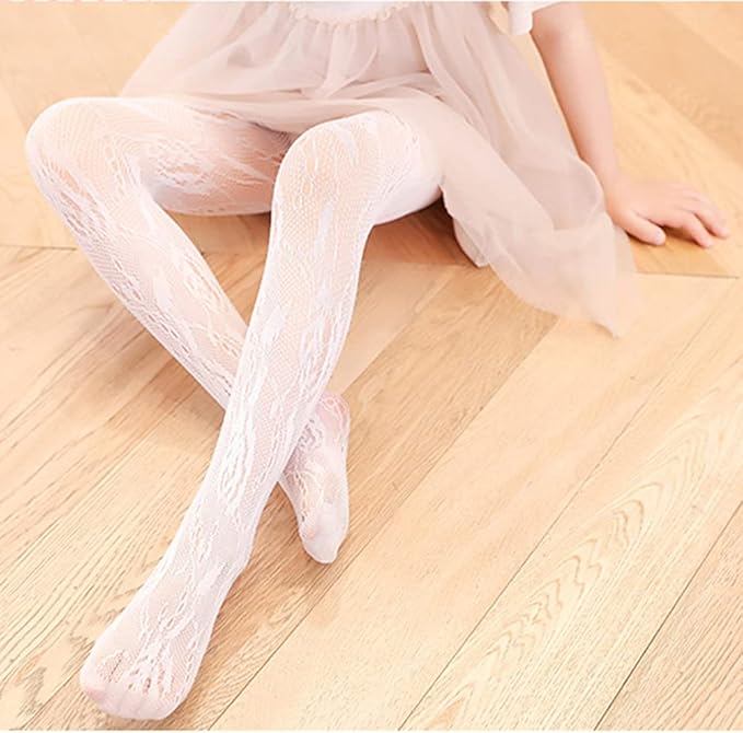 Girls Fishnet Stockings for Princess Dress High Waist Mesh Tights Cute Pattern Knit Socks