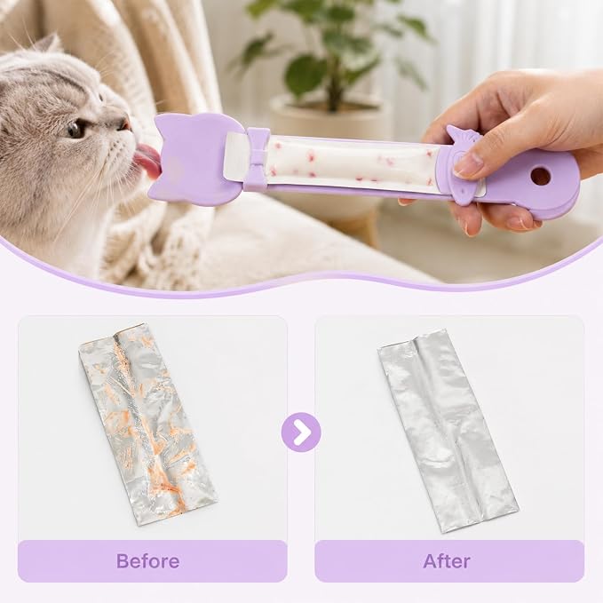 Cat Squeeze Treat Spoons, 3 PCS Lickable Cat Treat Spoon Pet Strip Feeder Spoons Multi-function Cats Treats Dispenser Feeder for Wet Food, Licky Treats, Squeeze Tubes & Strips