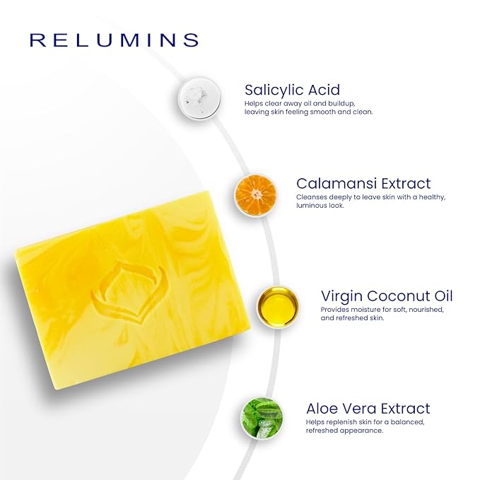 Relumins Authentic Professional Clear Soap with Calamansi & Salicylic Acid - 135g x 3 Bars