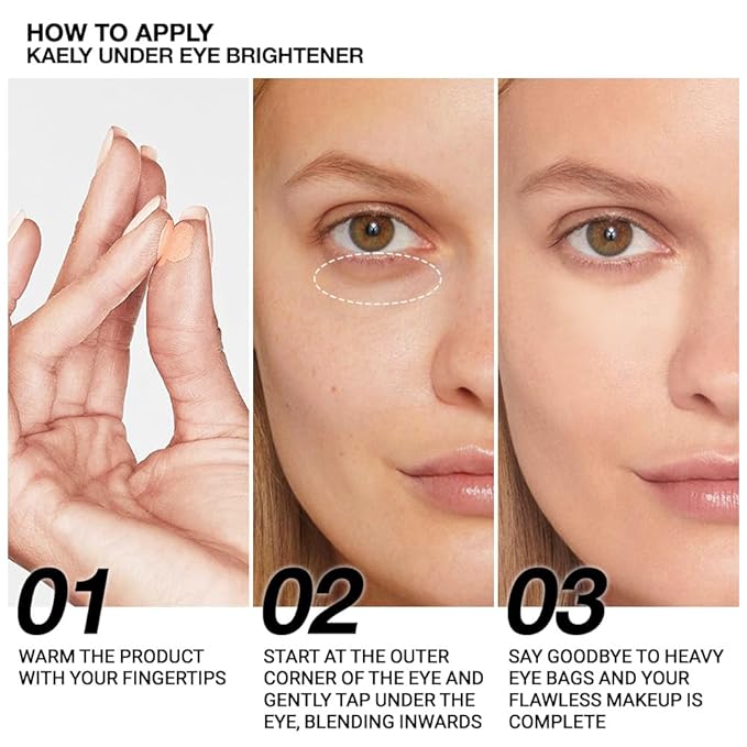Kaely 2Pcs under Eye Brightener, Conceal Brighten Dark Circles, Color Correcting Pot Concealer for Dark Circles, corrector de ojeras, Waterproof, Vegan Makeup & Cruelty-Free, 07 Fair Shimmer