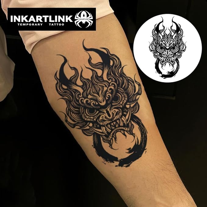 INKARTLINK Semi Permanent Tattoo, Temporary Tattoo, Beautiful and Realistic Design, Fun Tattoo Experience, Cruelty-free, Non-reflective, Waterproof (Kirin)
