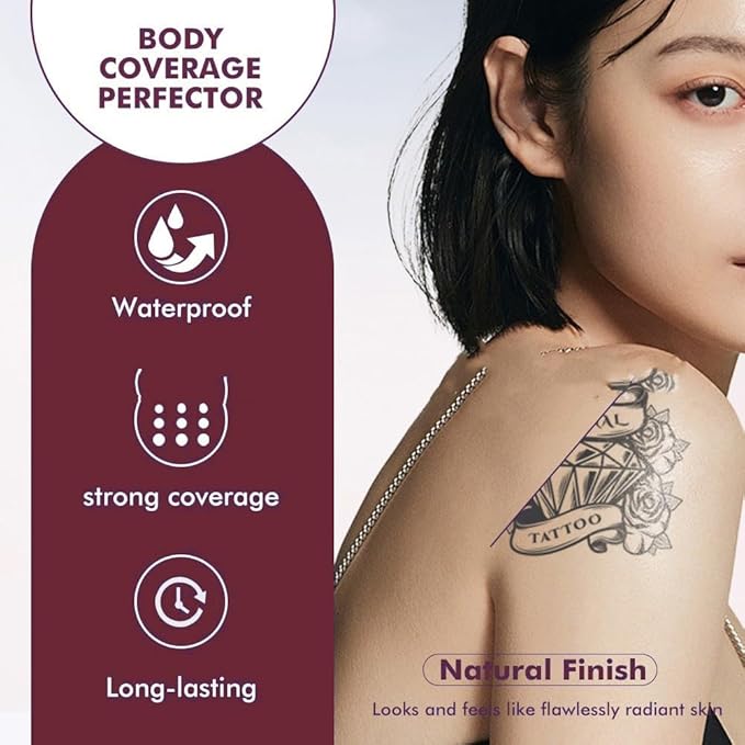 Body Makeup, Body Coverage Perfector & Complexion Perfector with Powder puff, Sweat-Resistant Transfer-Resistant Leg & Body Foundation, Tattoo Cover Up, Natural Radiant Finish,60ml-(2pcs)