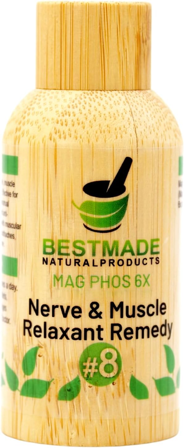Bestmade Natural Products Mag Phos 6X - Nerve & Muscle Relaxant Remedy #8 for Eye Twitching, Muscle Spasms, Colic, Shooting Pains, & More, Homeopathic Cell Salt, Take with Water, 350 Pellets