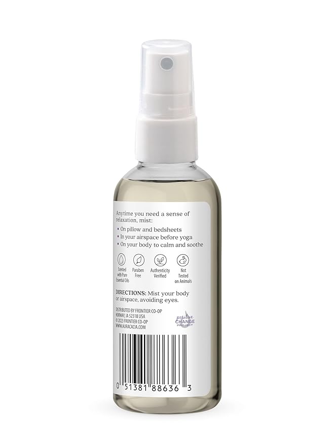 Aura Cacia Relaxing Lavender Aromatherapy Mist, 4-Ounce, Lavender Pure Essential Oils, Sweet & Floral Aroma (Pack of 2)