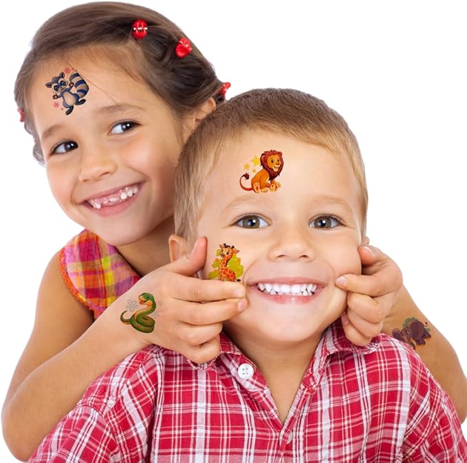 ArtCreativity Zoo Animal Individual Temporary Tattoos for Kids - Bulk Pack of 144 Non-Toxic 2 Inch Pre-Cut Tattoos, Safari Wild Animal Birthday Party Favors and Goodie Bag Fillers for Boys and Girls