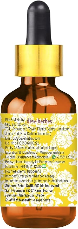 Deve Herbes Pure Black Cumin Seed (Kalaunji) Carrier Oil (Nigella Sativa) with Glass Dropper Cold Pressed 10ml (0.33 oz)