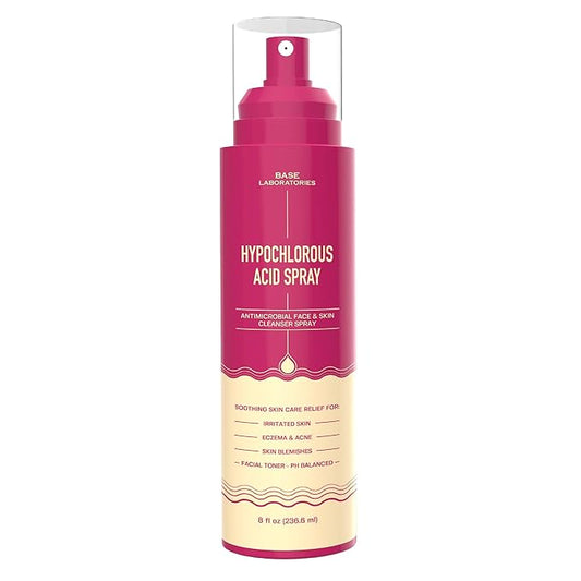 BASE LABORATORIES Hypochlorous Acid Spray for Face & Skin | 8 oz | Facial Daily Skin Repair Solution for Sensitive Skin, Redness, Irritations, Eczema, Acne. Hypochlrous HOCL Molecule Spray