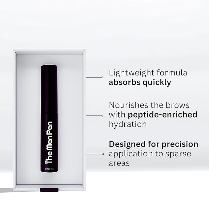 The Men Pen Eyebrow Boosting + Caffeine Kit | Eyebrow, Beard and Hair Filler | Waterproof, Long Lasting, Sweat Proof - Dark Brown