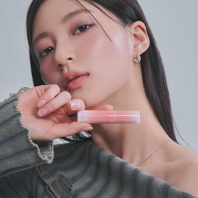 rom&nd GLASTING MELTING BALM #12 Veiled Rose - Hydrating Tinted Lip Balm & Gloss Stick | Sheer Muted Rose Nude, Crystal Water-Gloss Shine | Non-Sticky K-Beauty for Plump, Moisturized Lips
