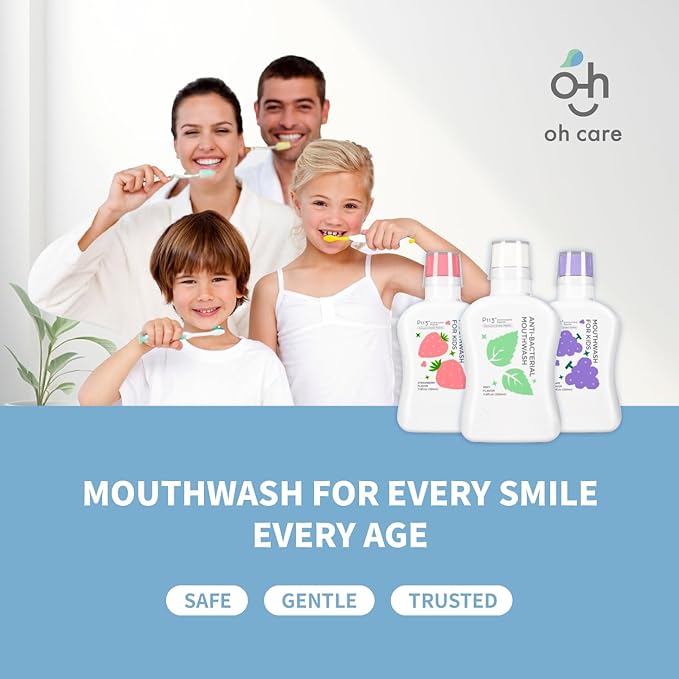 oh care Mouthwash for Kids P113+ Peptide Anti Cavity Mouth Rinse Alcohol Free for Teeth and Gums Safe Oral Hygiene for Newborn to Toddler 11.8 fl oz (11.8 Fl oz, Mint(for Adult))
