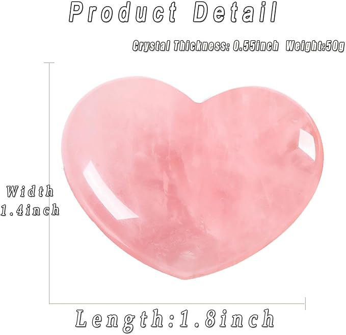 MAIBAOTA 45 mm Rose Quartz Crystals Valentine's Day Crystals Gifts for Her Women Large Heart Stone Healing Natural Reiki Gemstone Polished Heart Shaped Rocks Meditation
