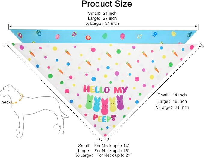 Easter Dog Bandanas 2PCS-Small,Adjustable Holiday Party Pets Rabbit Easter Egg Outfits,Triangle Reversible Pet Scarf for Boys and Girls,Dog Costume Gifts for Puppy Cats Pets