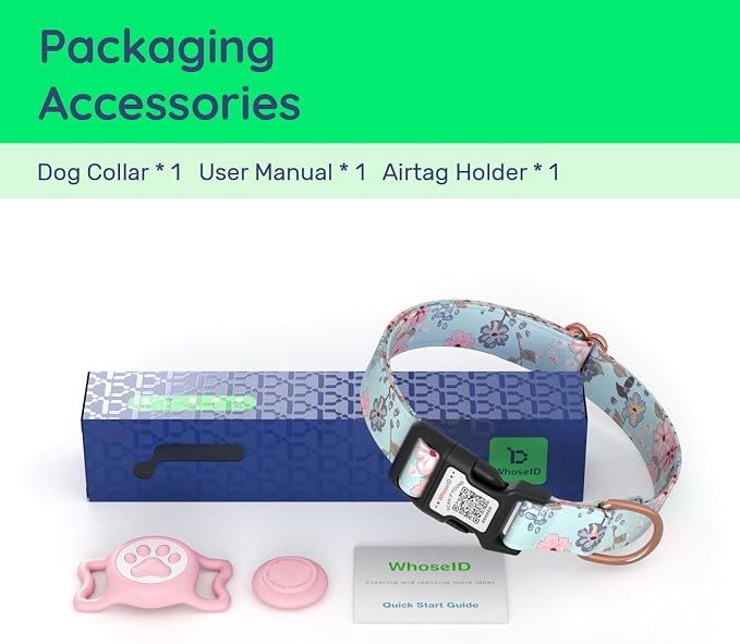 Premium AirTag Dog Collar,with IP68 Waterproof Airtag Holder,Stylish Design | Cute Pattern Original,Soft,Breathable,Lightweight,Ultra-Durable Buckle,Adjustable,Comfortable for Small Medium Large Dogs