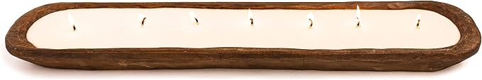 Red Barn Candle Company Wood Dough Bowl Candles | 100% Natural Soy Wax & Essential Oil Infused | Odor Eliminating + Pet Safe | Scented Candle Gifts for Men & Women (Pumpkin Spice, 7-Wick)