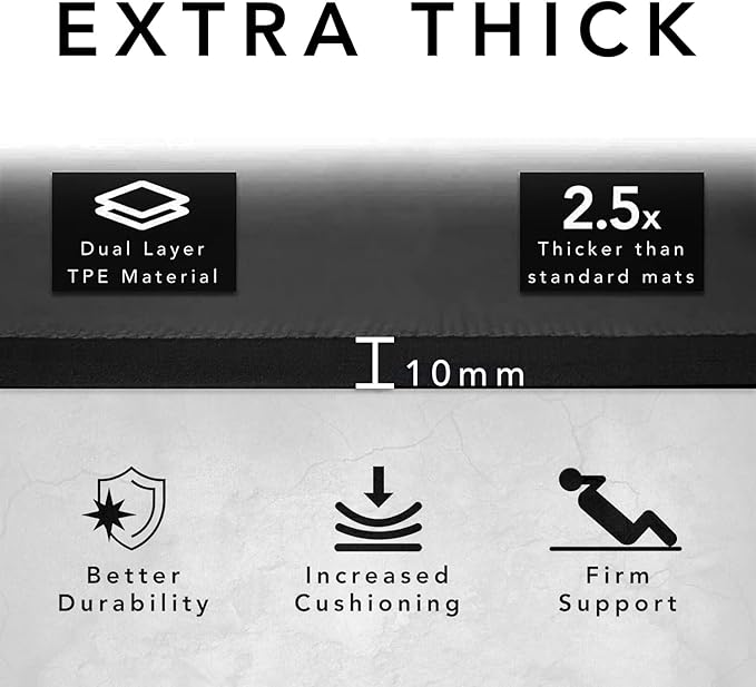 Large Exercise Mat – Extra Thick 10mm Workout Mat (72"x32") – Non-Slip TPE Yoga Mat for Women & Men – Pilates, HIIT, Fitness & Home Gym Mat – Includes Free Carry Bag
