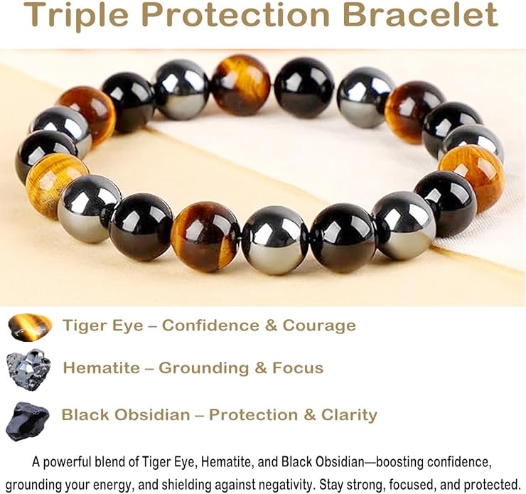 AD Beads Handmade Gemstone Stretch Elastic Bracelet Crystal Healing Reiki Nature's Beauty and Spiritual Essence Unisex