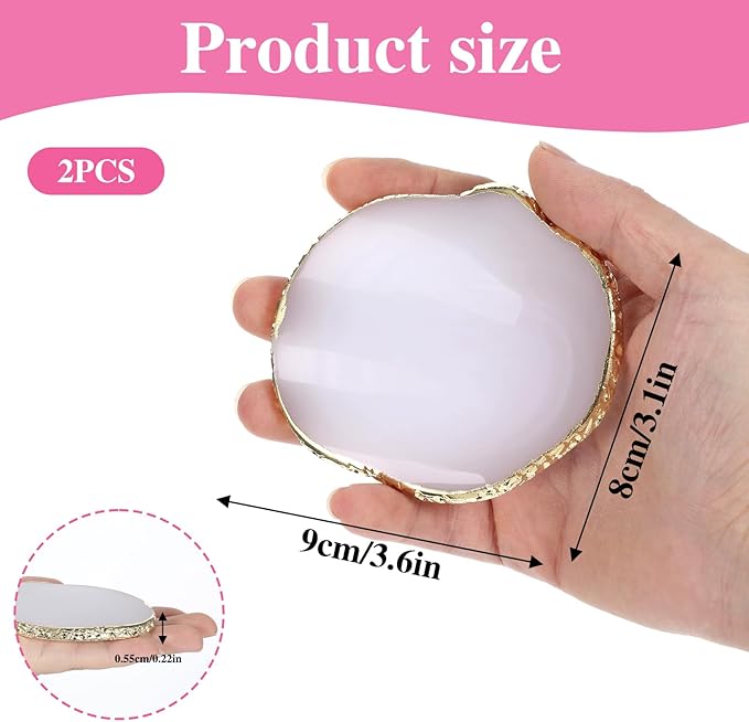 2PCS Nail Art Palette, Resin Nail Plates Makeup Mixing Palettes Gilded Edge Polish Palette Irregularity Painting Mixed Color Palettes Display Board for DIY ManicureArt Design Makeup Foundation