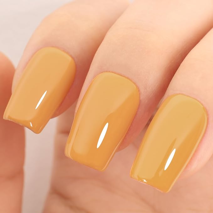 Mustard Yellow Gel Nail Polish 15ml - 28+ Days Long Lasting Chip Resistant Self-Leveling Turmeric Yellow Nail Gel