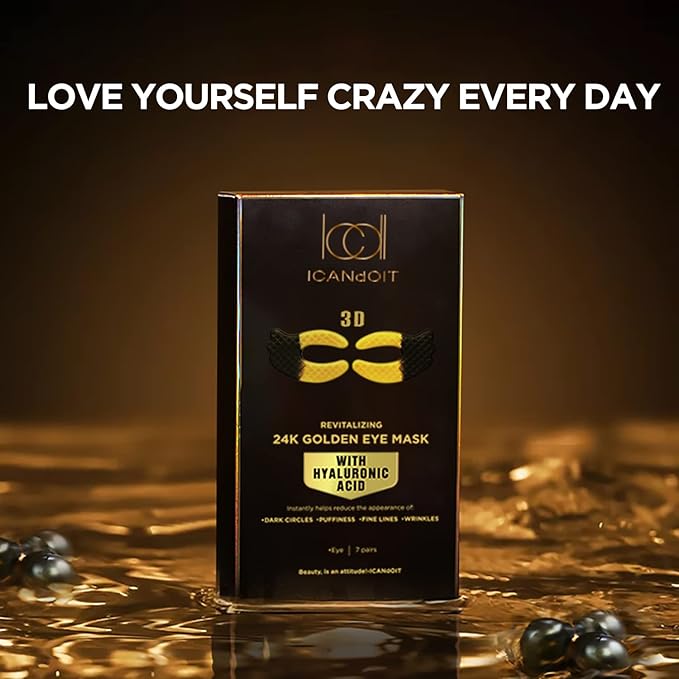 ICANdOIT 24K Gold Eye Mask For Dark Circles&Puffiness,Anti-Aging,Anti-Wrinkle With Hyaluronic Acid and Collagen,Eye Zone Care Eye Patches for All Skin Types,35Pairs