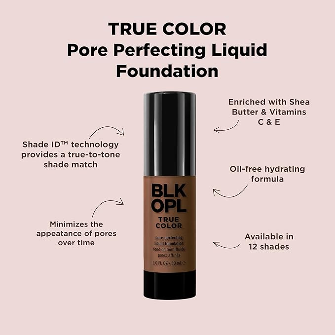 BLK/OPL TRUE COLOR Pore Perfecting Liquid Foundation, Au Chocolat — enriched with Vitamins C & E, paraben-free, fragrance-free, cruelty-free