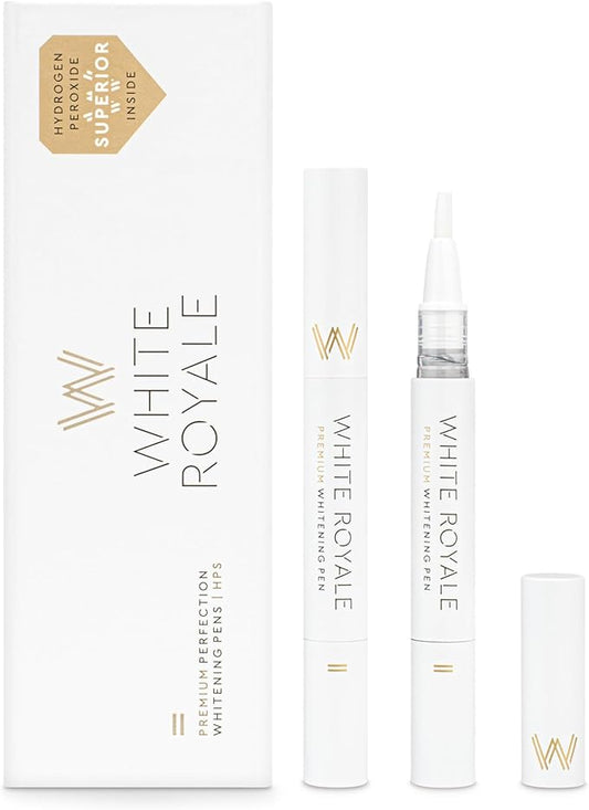 White Royale Premium Teeth Whitening Gel Pens with 9% Hydrogen Peroxide Superior Formula, Two 2ml Pens