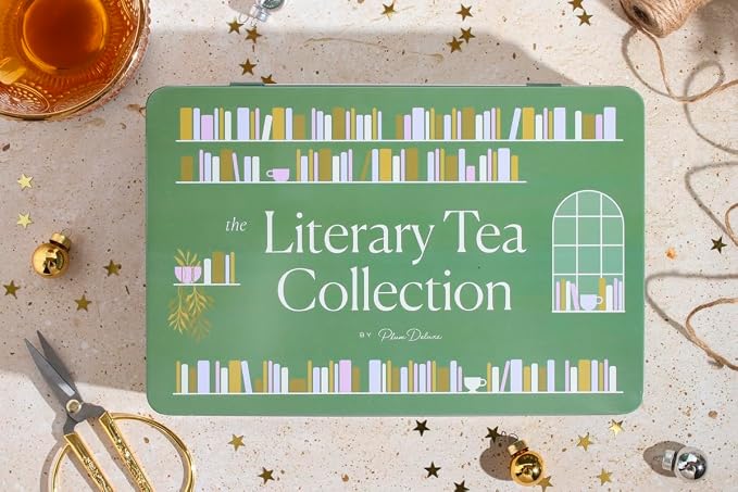 Literary Tea Collection Assorted Tea Gift Set - Hand-Crafted Loose Leaf Teas, Presentation Gift Box with Loose Leaf Steeper Included - Mixed Caffeine - 5 Unique and Flavorful Teas, 75+ Cups
