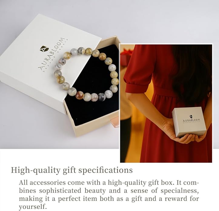 8mm Natural Gemstone Beaded Bracelet for Women, Dainty Round Crystal Stretch Bracelets, Spiritual Healing & Calming Stone Jewelry Gift