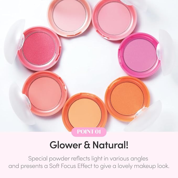 ETUDE Lovely Cookie face powder blush - Sweet Coral Candy 4g | Glowing & Natural Powder Blush with Long-Lasting Sebum Control | Easy Application | Korean Makeup, Kbeauty, Perfect for Gift