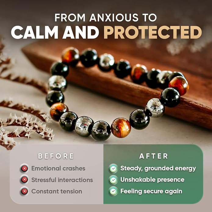 Conscious Items Protection Bracelets for Women & Men, Healing Crystal Bracelet with Natural Stones for Energy Shielding, Grounding, Stress, & Negative Energy Protection