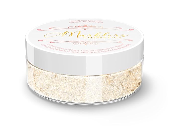 MARBLERS Chunky Natural Mica Powder [Chiffon Pearl] 0.11oz (3g) | Highly Pigmented | Non-Toxic, Vegan, Cruelty-Free | Eyeshadow, Body Butter, Nail Polish, Nail Art | Party, Body, Face Makeup