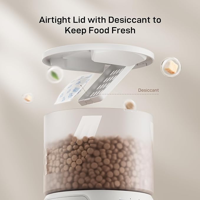 IMIPAW PET Automatic Cat Feeder: 3L Auto Food Dispenser with Timed Feeding| 6 Meal Programmable& 1-20 Portion Precise Control- Easy to Clean & Setup for Cat Indoor| Desiccant Bag Keep Food Fresh