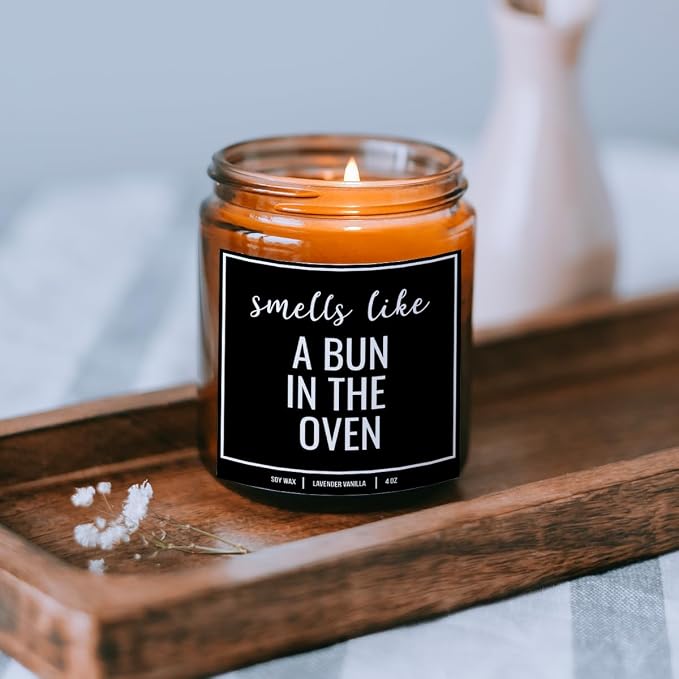 You Nique Designs Pregnancy Announcement Candle for Grandparents Dad Family Uncle Aunt, 4 Oz, Pregnancy Reveal to Parents, White All Natural Soy Vegan Aromatherapy Candles (Lavender&VanillaA 4oz)