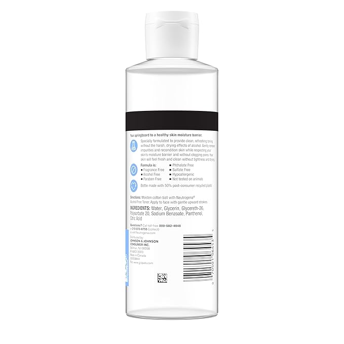 Neutrogena Alcohol-Free Gentle Daily Facial Toner, Fragrance-Free to Tone & Refresh Skin, Gently Removes Impurities & Reconditions Skin, Hypoallergenic, 8 fl. oz