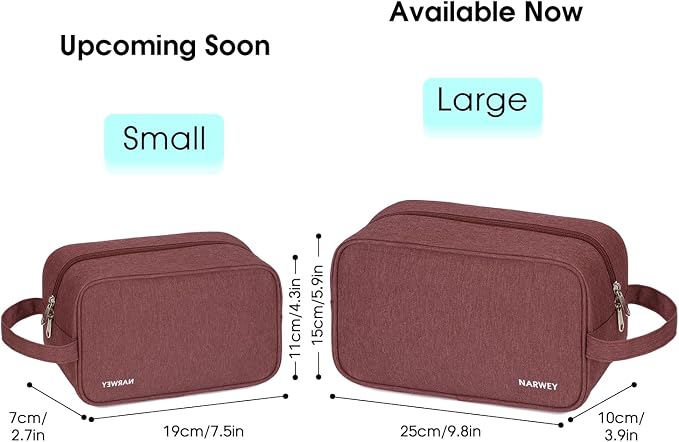 Narwey Travel Toiletry Bag for Women Traveling Dopp Kit Travel Bag for Toiletries Cosmetic Bag Makeup Bag Medicine Bag for Traveling (Jujube Red)