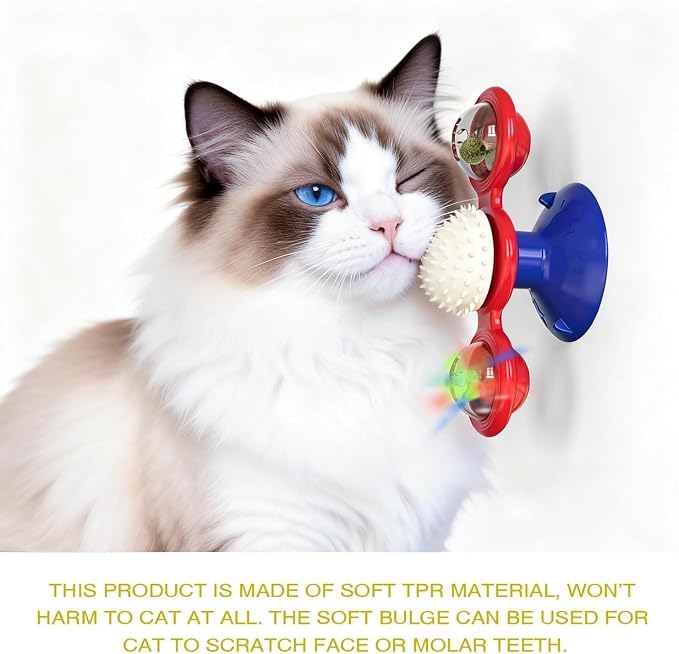 Interactive Cat Toys & Treat Dispenser with Catnip Ball (Aqua)