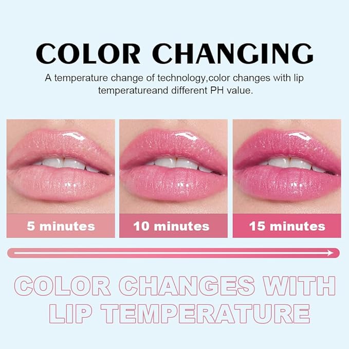Color Changing Lip Oil – Hydrating Glossy Lip Tint with Natural Shine, Non-Sticky Nourishing Lip Glow, Long-Lasting Moisture for Soft & Plump Lips(03 PEACH SHINE)