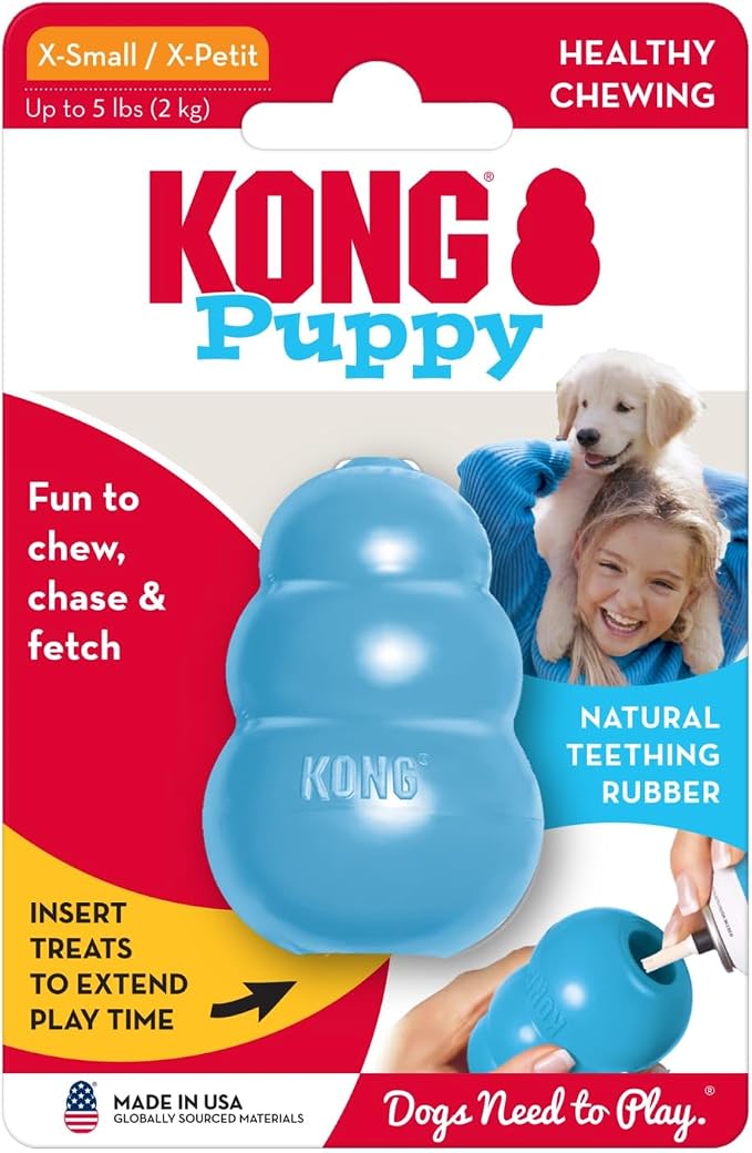 KONG Puppy, Natural Rubber Teething Chew Toy, for XS Puppies, Blue