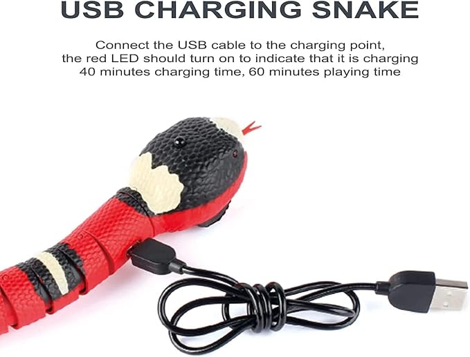 CSD Interactive Smart Sensing Snake Toy for Cats, Dogs &Kids - USB Rechargeable, Automatically Senses Obstacles - Electric Toy Gift & Prop for Halloween, Christmas & April Fools