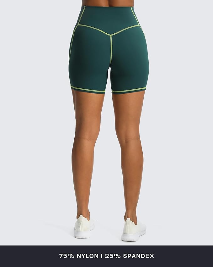 Aoxjox Lexi Lined Workout Biker Shorts for Women Tummy Control High Waisted Exercise Athletic Gym Running Yoga Short 6"