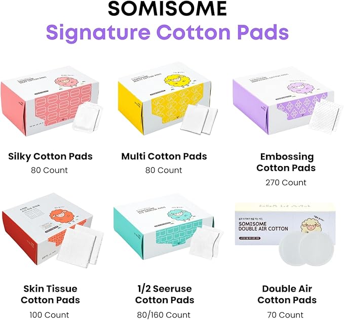Embossing Cotton Pads -100% Pure Cotton Pads for Makeup Removal & Skincare, Premium Korean Facial Pads, Lint-Free, Hypoallergenic, 270 Count