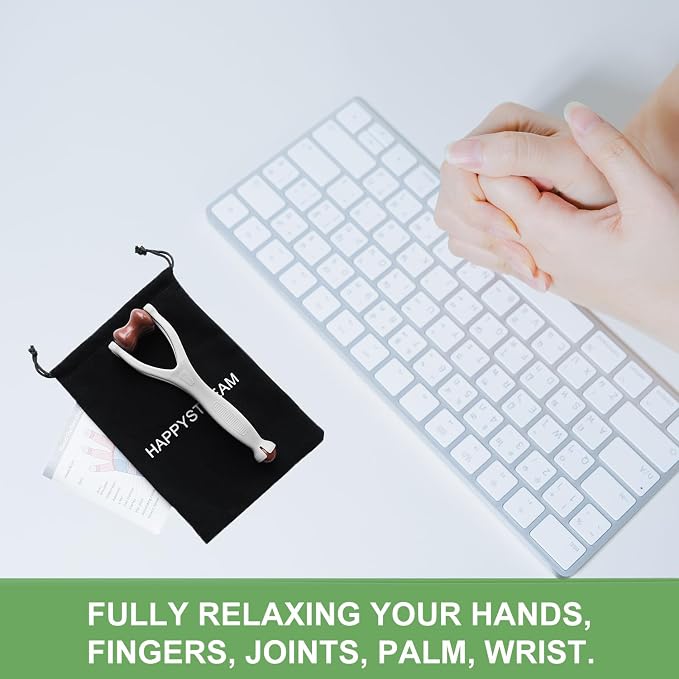 Finger Massager, Hand Massager for Arthritis and Carpal Tunnel. Dual-sided Bian Stone Massage Roller Tool for Circulation, Trigger Finger, Hand Therapy, Pain Relief, Stress. Great Gift for Her/Him.