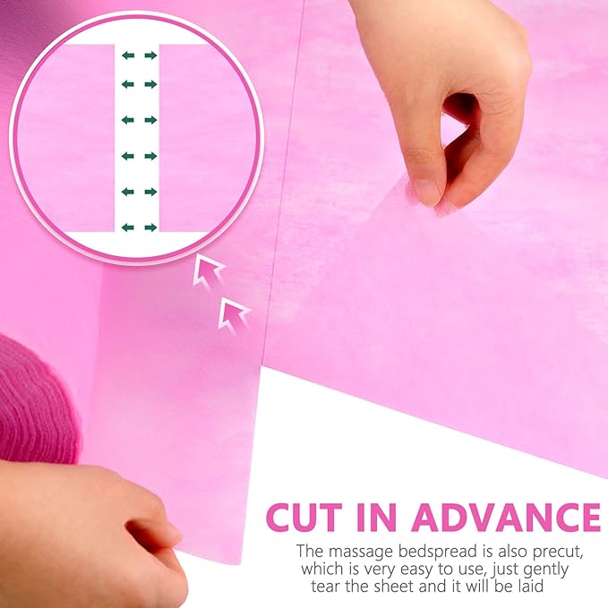 Tudomro 6 Rolls Disposable Non Woven Bed Sheets 24 x 71 Inch Massage Table Paper Covers Non Woven Fabric Massage Sheets Waterproof Spa Breathable Bed Cover for Beauty Salon (Pink)