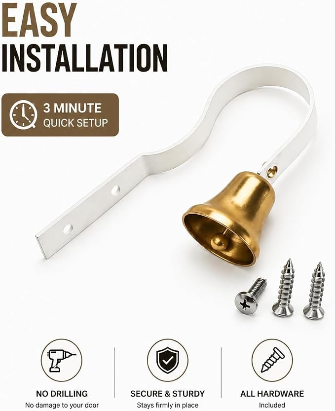 2-Pack Fixed Metal Dog Doorbell for Potty Training - Heavy Duty Steel Wall Mounted Dog Bells for Door to Ring to Go Outside - Complete Housebreaking System for Multi-Dog Homes, No Snag (2Pack White)