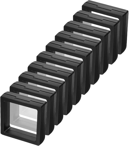 10 Pack Jewelry Gift Boxes, 3.54 x 3.54 x 0.78 Inch, Transparent Jewelry Boxes, Small Gift Boxes for Jewelry, Earrings, Necklaces, Handmade Bangles, and Bracelets (Black and White B)
