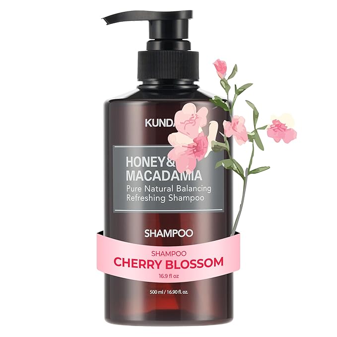KUNDAL Honey & Macadamia Natural Shampoo Korean Hair Care Shampoo Damage Repair Strengthen, Nourish, with Argan Oil, Free Paraben & Sulfate 16.9 fl oz (Cherry Blossom), Valentines Day Gifts